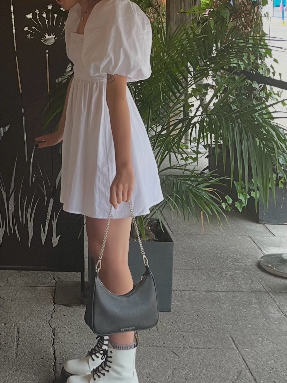 Zara Puff-Sleeve Mini Dress - White